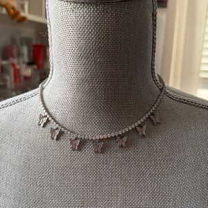 Dazzling Silver Necklace with Delicate Butterfly Charms